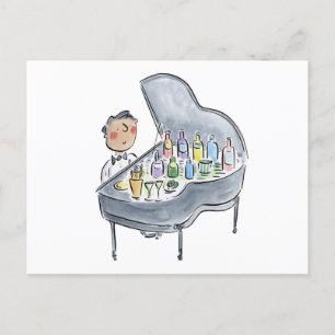 Cocktail Pianist Postkarte