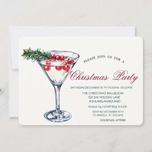 Cocktail Pine Tree Branchen Weihnachten Unternehme Einladung (Vorderseite)