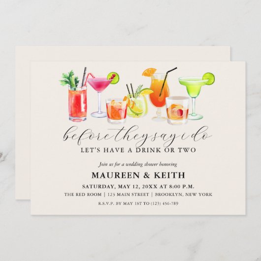 Cocktail-Polterabend | Engagement Einladung (Vorne/Hinten)