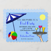 Cocktail Pool Party Einladung (Vorne/Hinten)