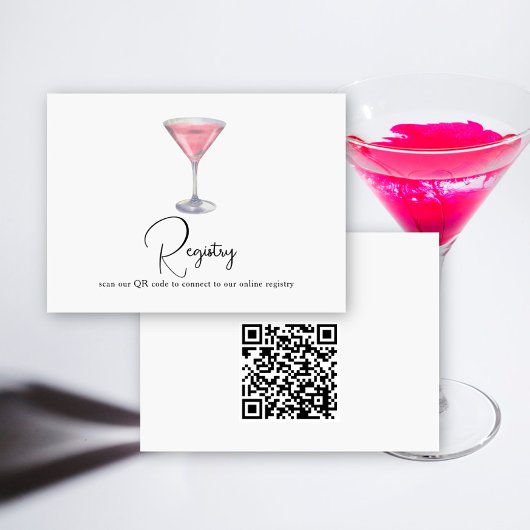 Cocktail QR Code Bridal Shower Registry Begleitkarte