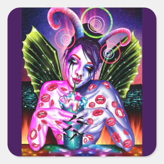 Cocktail Quadratischer Aufkleber (Vorderseite)