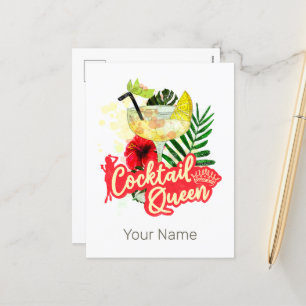 Cocktail Queen Vintag Hen Junggeselinnen-Abschied Feiertagspostkarte
