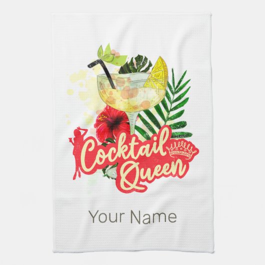 Cocktail Queen Vintag Hen Junggeselinnen-Abschied Geschirrtuch (Vertikal)