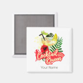 Cocktail Queen Vintag Hen Junggeselinnen-Abschied Magnet (Vorderseite/Rückseite)