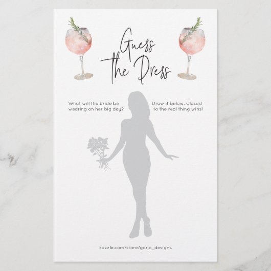 Cocktail Raten Sie das Dress Brautparty Game (Vorderseite)