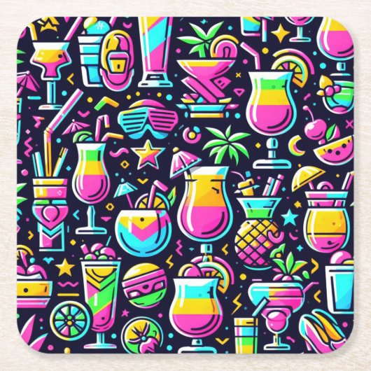 Cocktail Rechteckiger Pappuntersetzer (Vorderseite)