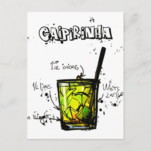 Cocktail Recipe Caipirinia Postkarte (Vorderseite)