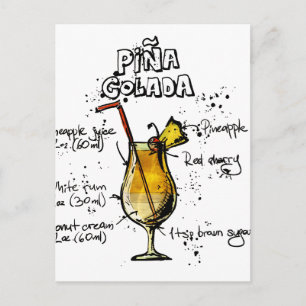 Cocktail Recipe Pina Colada Postkarte