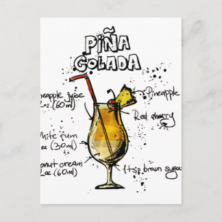 Cocktail Recipe Pina Colada Postkarte