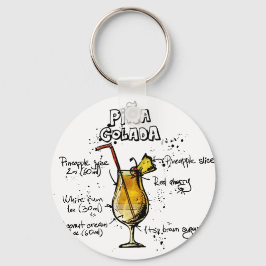 Cocktail Recipe Pina Colada Schlüsselanhänger (Vorderseite)