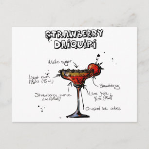 Cocktail Recipe Strawbeery Daiquiri Postkarte