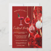 Cocktail Red Balls Tree Weihnachtsfest Party Einladung (Vorderseite)