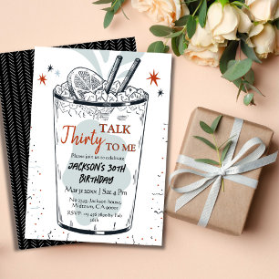 Cocktail Retro Drink Thema 30. Geburtstag Einladung