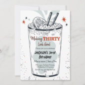 Cocktail Retro Drink Thema 30. Geburtstag Einladung (Vorderseite)
