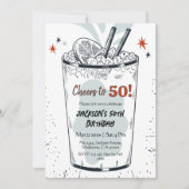 Cocktail Retro Drink Thema 50. Geburtstag Einladung (Vorderseite)