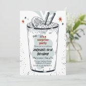 Cocktail Retro Drink Thema 50. Überraschung Geburt Einladung (Stehend Vorderseite)