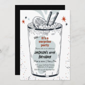 Cocktail Retro Drink Thema 60. Überraschung Geburt Einladung (Vorne/Hinten)