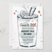 Cocktail Retro Drink Thema 70. Geburtstag Einladung (Vorderseite)