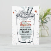 Cocktail Retro Drink Thema einfach 40. Geburtstag Einladung (Stehend Vorderseite)