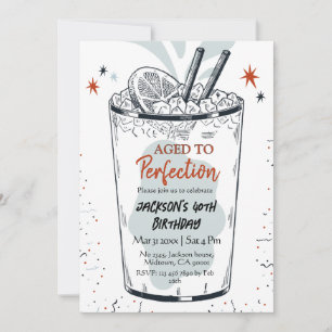 Cocktail Retro Drink Thema einfach 40. Geburtstag Einladung