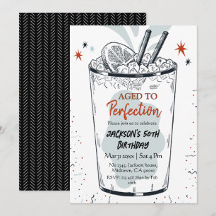 Cocktail Retro Drink Thema einfach 50. Geburtstag Einladung