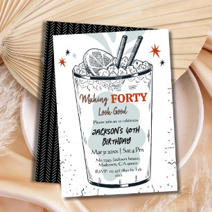 Cocktail Retro Drink Thema stilvoll 40. Geburtstag Einladung