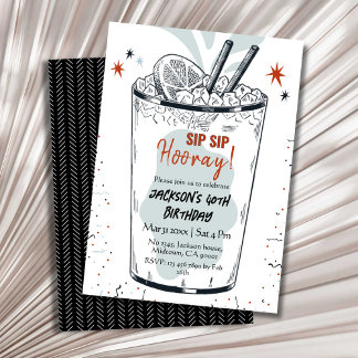 Cocktail Retro Drink Thema stilvoll 40. Geburtstag Einladung