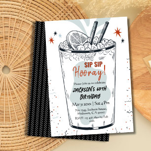Cocktail Retro Drink Thema stilvoll 60. Geburtstag Einladung