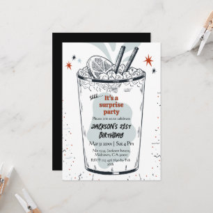 Cocktail Retro Drink themed 21. Überraschung Gebur Einladung