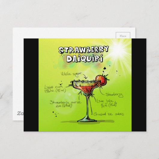 Cocktail-Rezept für Wasserfarbe Postkarte (Vorne/Hinten)