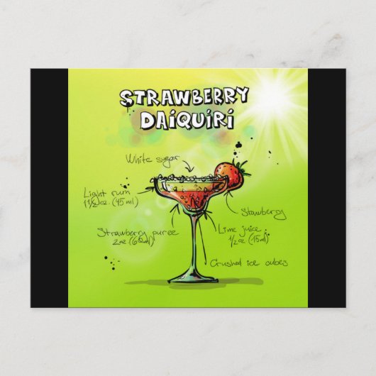 Cocktail-Rezept für Wasserfarbe Postkarte (Vorderseite)