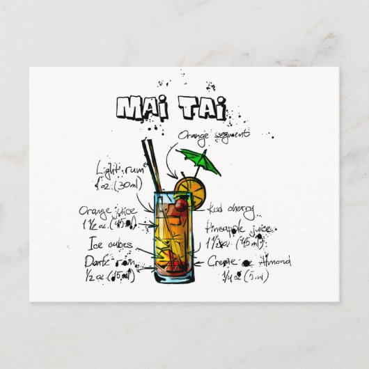 Cocktail Rezept Mai Tai Postkarte (Vorderseite)