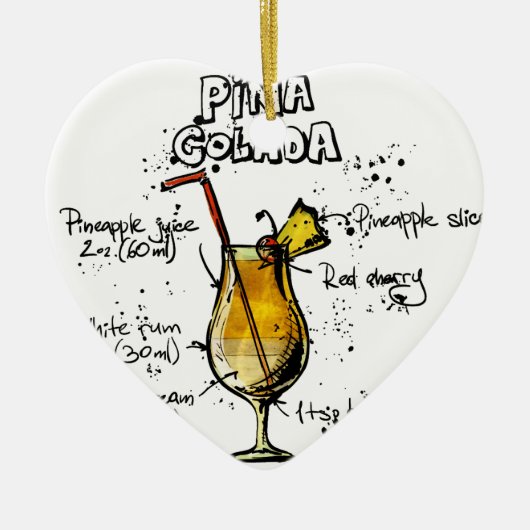 Cocktail-Rezept Pina Colada Keramikornament (Vorne)
