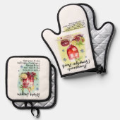 Cocktail Rezepte, Küchengeschenk Sangria Ofenhandschuh & Topflappen-Set (Vorderseite/Rückseite)