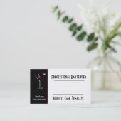 Cocktail Rosa Martini-Logo Barkeeper Visitenkarte (Stehend Vorderseite)