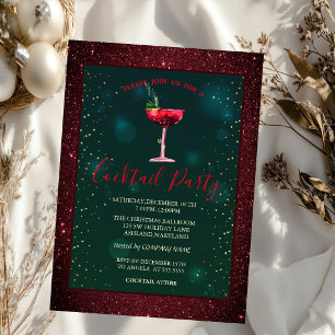 Cocktail, Roter Glitzer Einladung