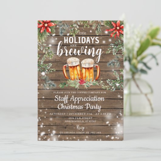 Cocktail Rustic Wohn Weihnachtsmannschaft Feiertag Einladung (Stehend Vorderseite)