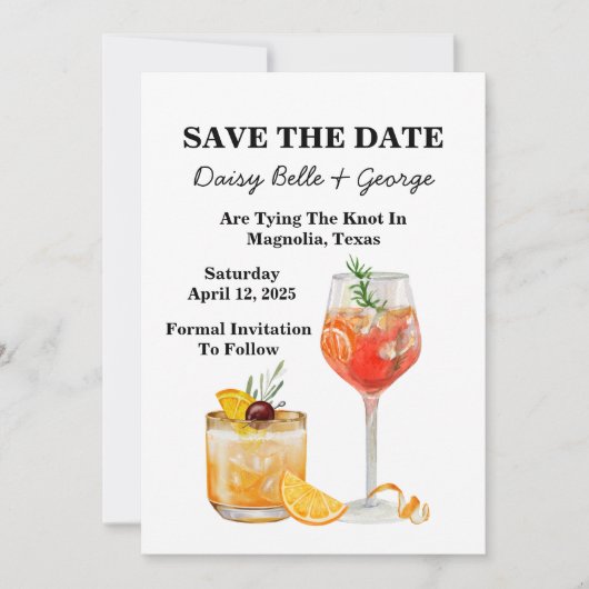 Cocktail Save the Date Verlobung Einladung (Vorderseite)