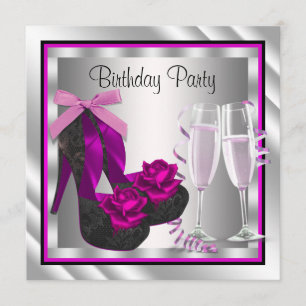 Cocktail Schuhe Damen Heiß Rosa Schwarz Geburtstag Einladung