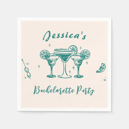 Cocktail-Script-Junggeselinnen-Abschied Serviette (Vorderseite)