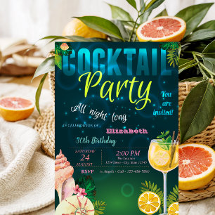 Cocktail, Seashell Summer Birthday Party Einladung