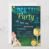 Cocktail, Seashell Summer Birthday Party Einladung (Vorderseite)