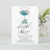 Cocktail, Seestern, Seashells-Brautparty Einladung (Stehend Vorderseite)