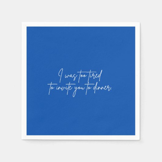 Cocktail Serviette lustiges blaues Skript-Party (Vorderseite)