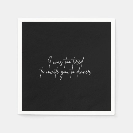 Cocktail Serviette lustiges schwarzes Party Skript (Vorderseite)