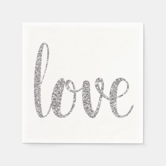 Cocktail-Servietten aus der silbernen Liebe, Glitz Serviette (Vorderseite)