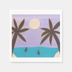 Cocktail-Servietten mit einer Palmen-Insel-Szene Serviette