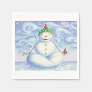 Cocktail-Servietten mit Yoga-Schneemann Serviette