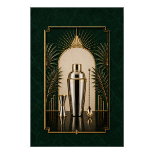 Cocktail-Shaker-Art-Deco-Plakat   Bar-Kunst Poster